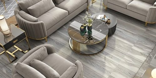 Modern Living Room Sets Gray Velvet Upholstered Chair & Loveseat & Sofa 3 Pieces｜Homary UK